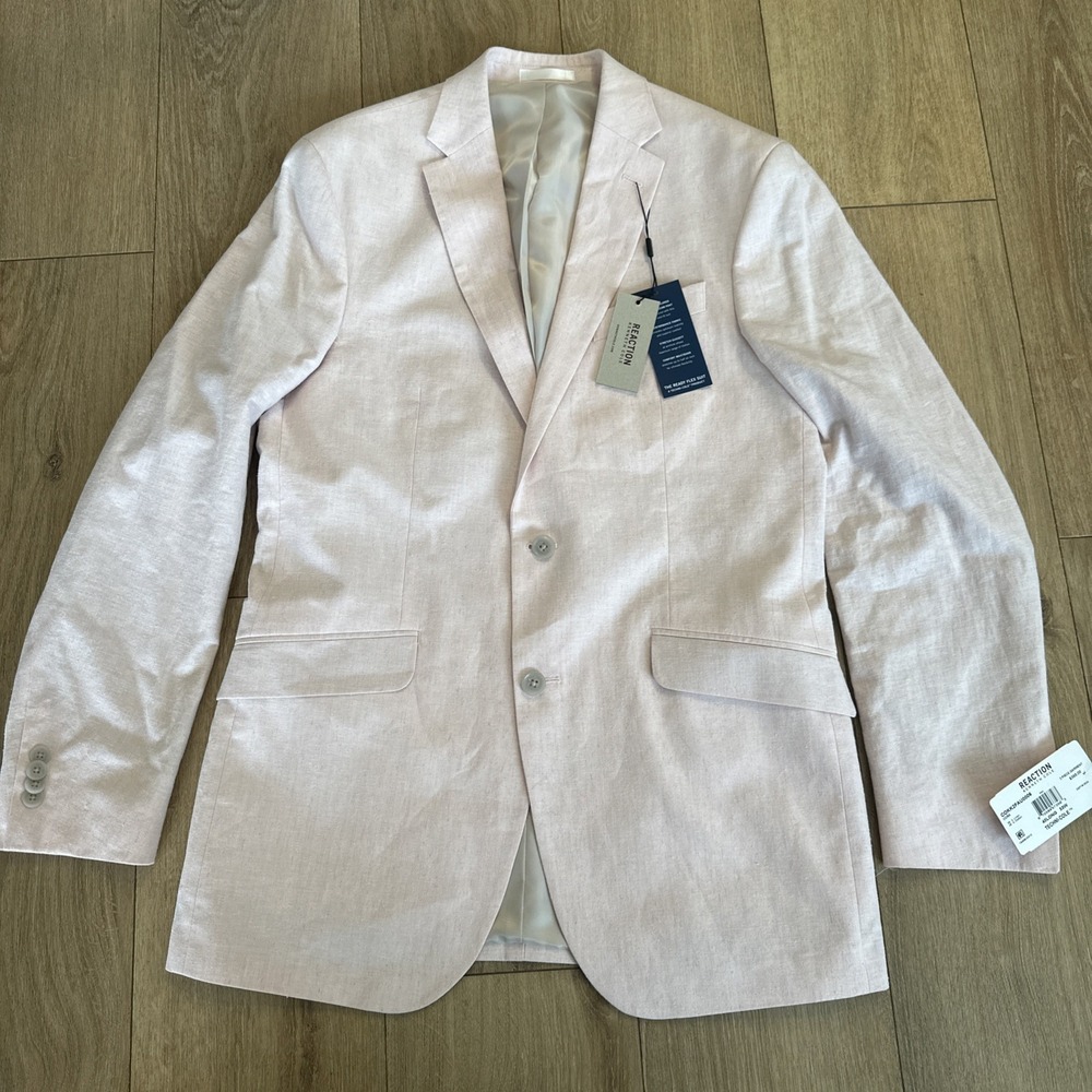 Kenneth Cole Men's Linen Blend 2pc Suit Pink Preppy Prom 40L/33W NWT - Picture 2 of 15